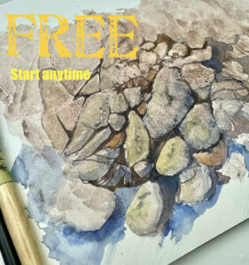FREE BASIC watercolour tutorial STONES from course Canadian Landscape Nova Scotia