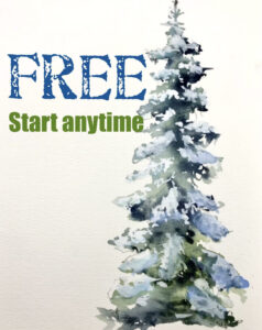 FREE BASIC watercolour tutorial PINE TREE from course  Canadian Landscape Alberta