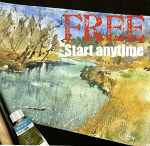 FREE BASIC watercolour tutorial WABA CREEK from course Spring Landscape